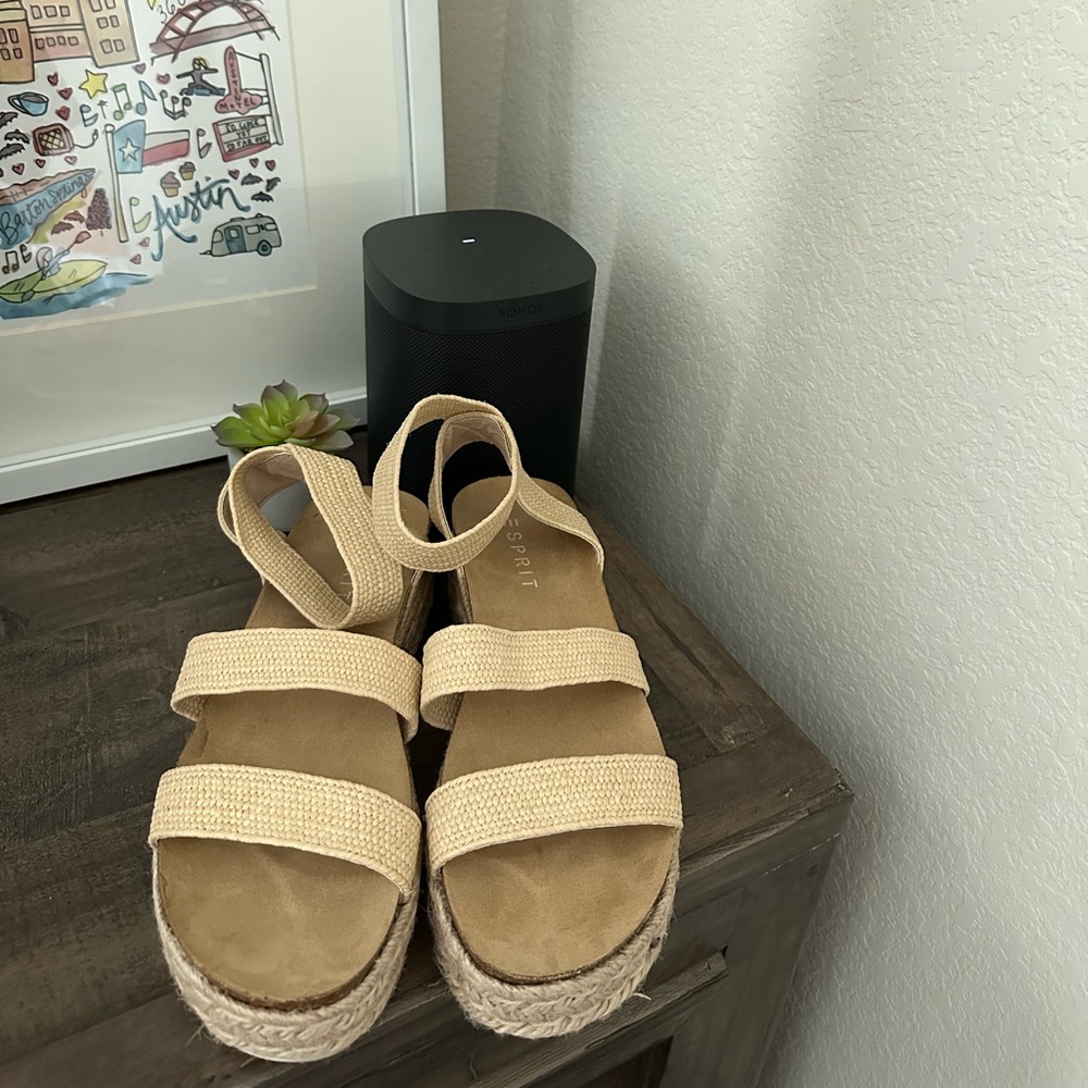 Tan Espadrille Platform Sandals